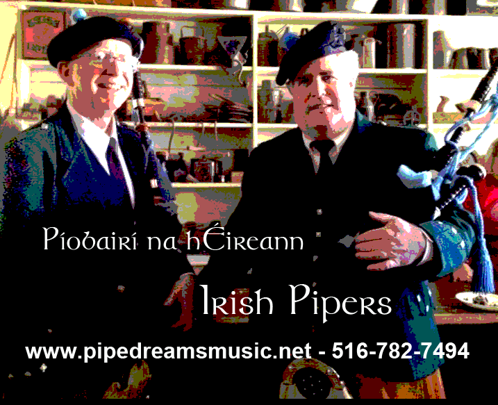 Irish pipers at old pub poster